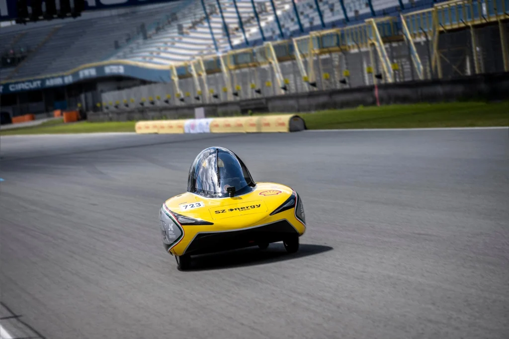 SZEnergy Team vehicle on the Shell Eco-marathon track in the Netherlands
